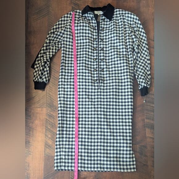 Valentino Vintage Black and White Long Sleeve Collar Button Dress IT 40 US 4 - Picture 8 of 8